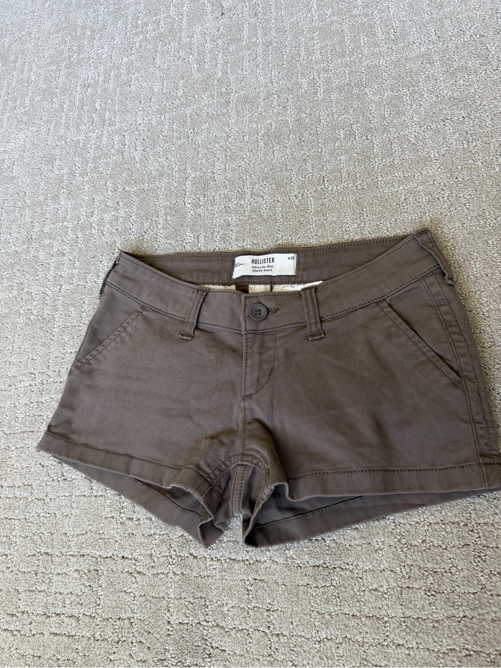 Hollister Ultra Low Rise Shortie Short Size 0 or 25 Brown Jean Shorts